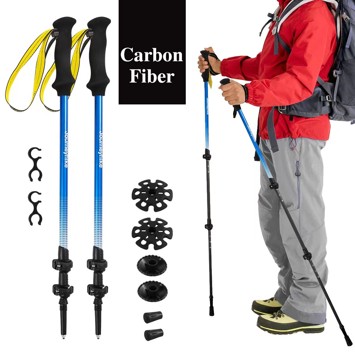 Trekking Pole Carbon - Żółty kij trekkingowy z włókna węglowego