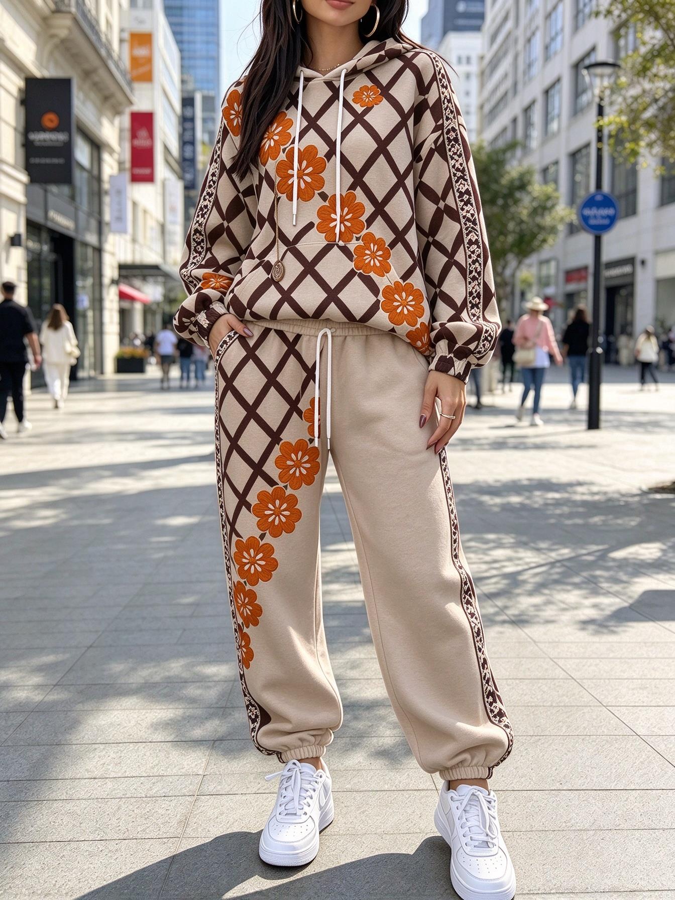 Damski dres w kratkę z kwiatow – Joggers Pants recenzja i cena